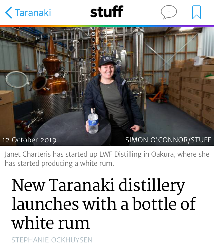 Taranaki news article on Distillery